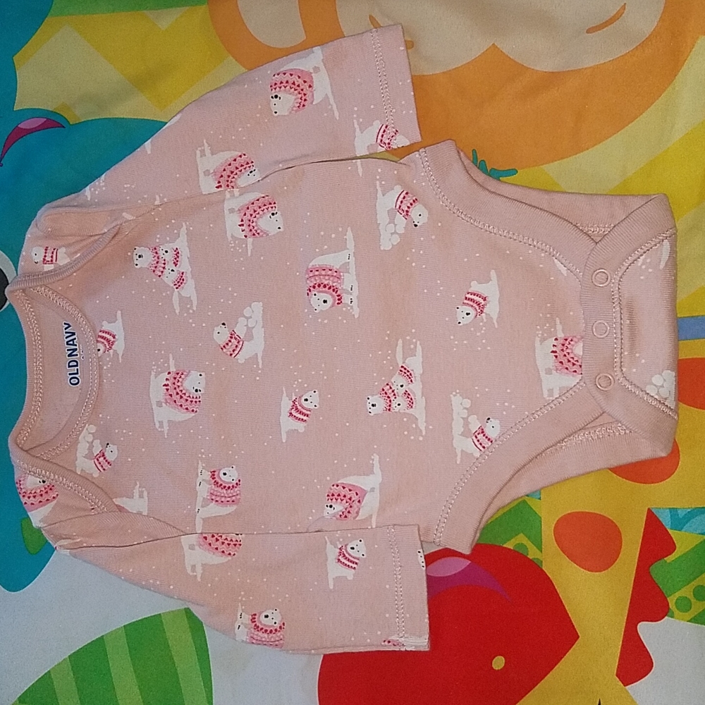 Old Navy pink polar bear onesie
